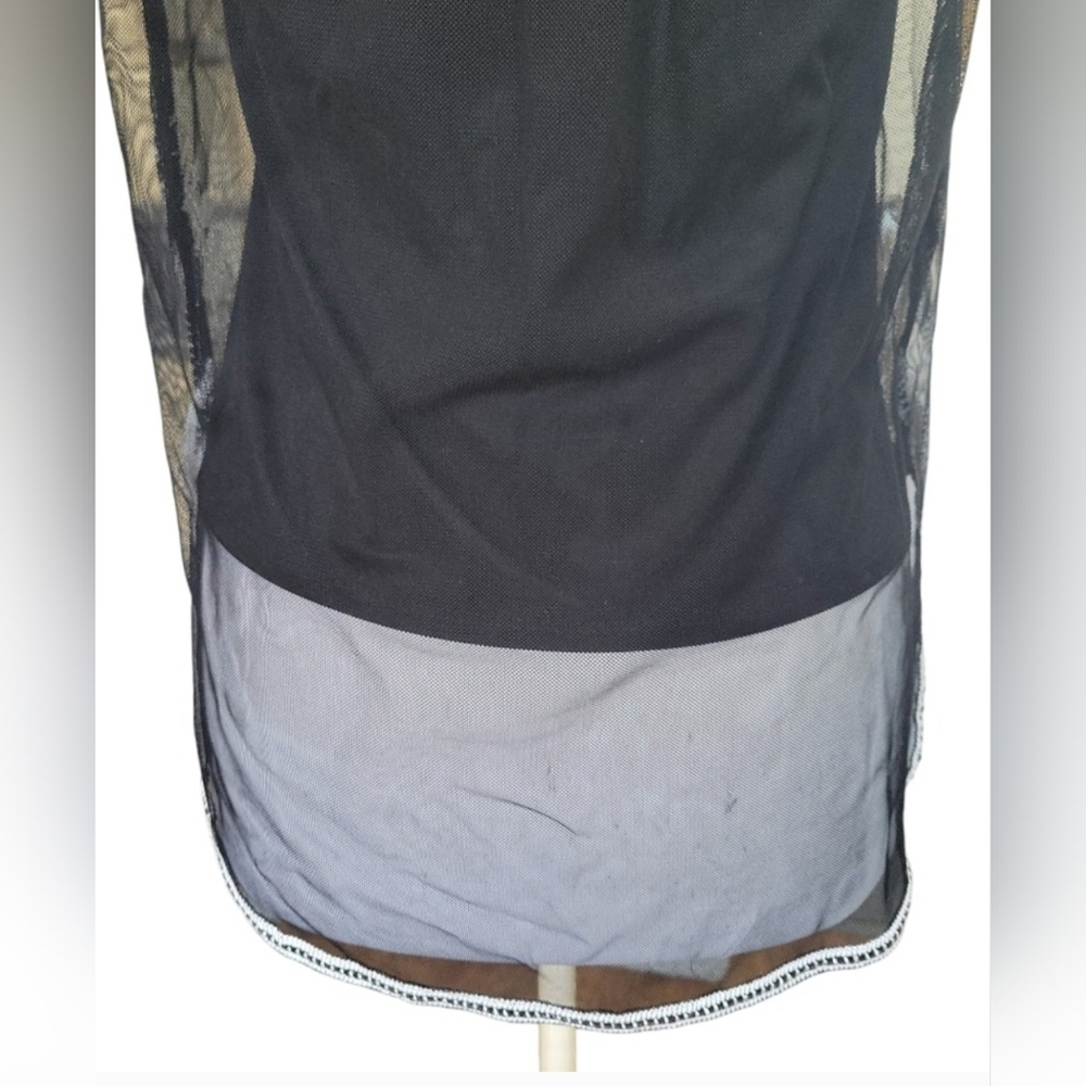 Alfani Sheer Black Layered Tank Top with White Embroidery Sz S/P - Picture 6 of 9